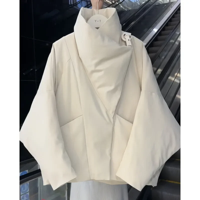 Kurze, mit Baumwolle gefütterte Jacke mit großem Revers, Damenmantel, Herbst-Winter 2022, neuer High-End-Lose, warm, schick, Brot-Kleidungsmantel