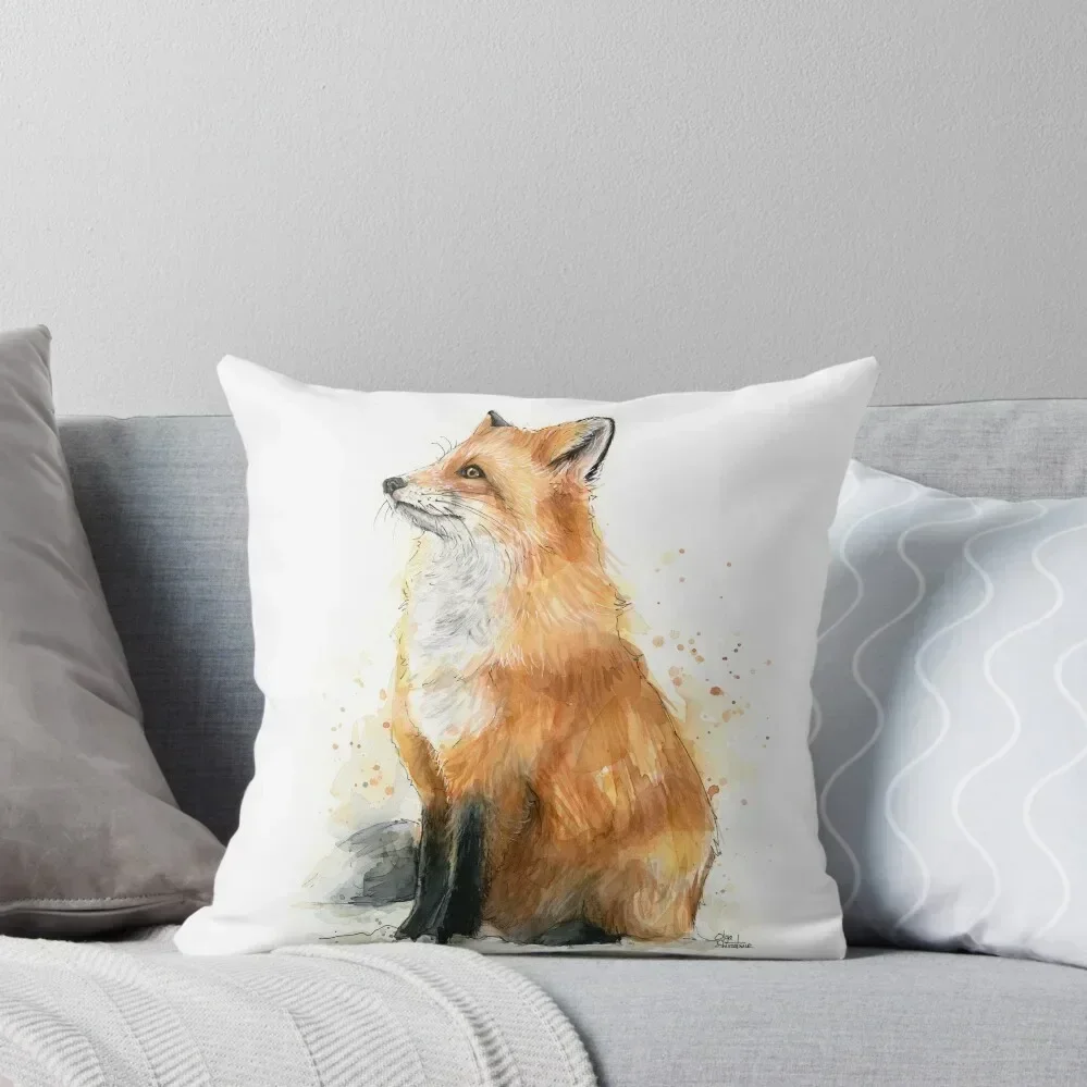 

Watercolor Fox Painting Throw Pillow home decor items Plaid Sofa Cushions Cover pillow