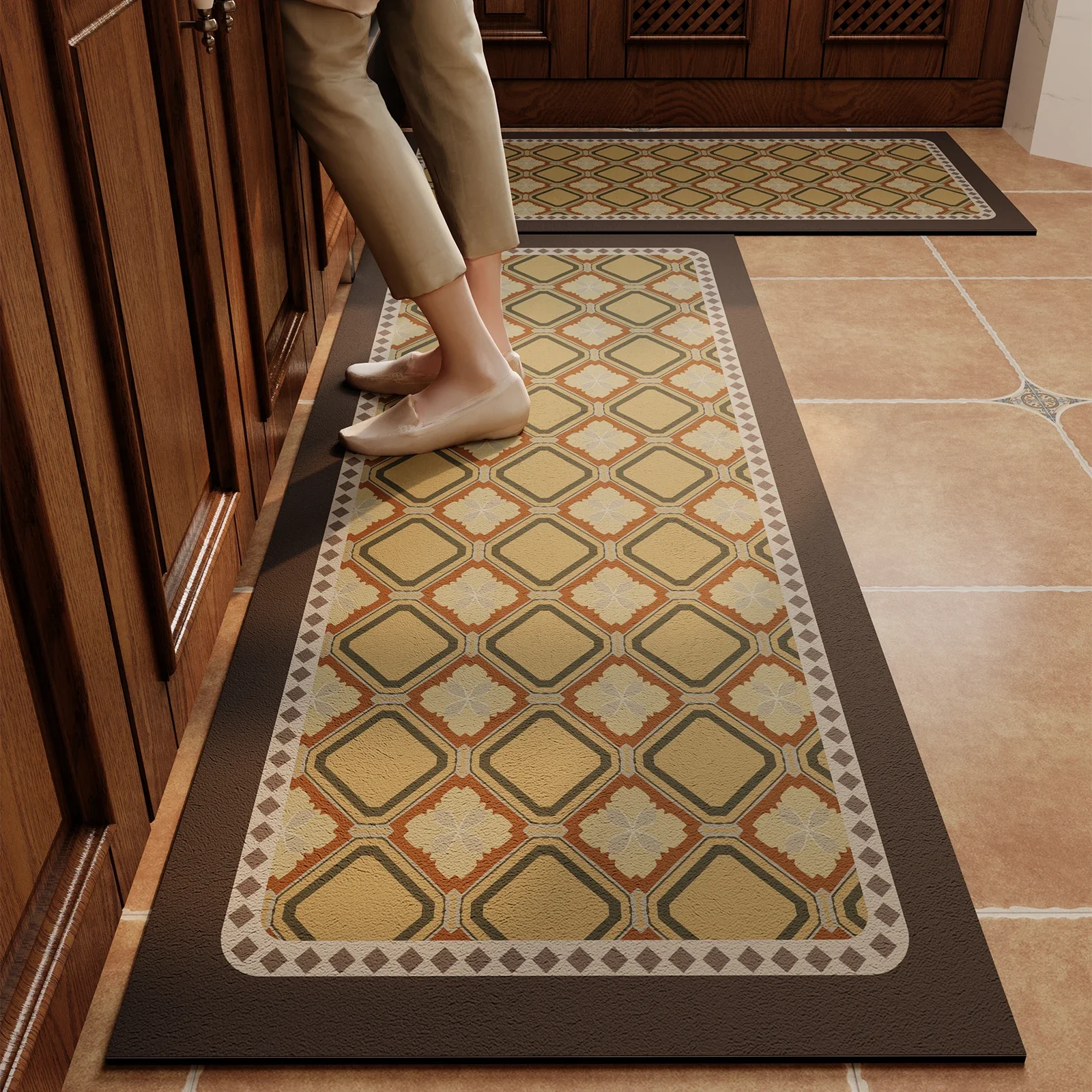 Kitchen Rug Pvc Waterproof Vinyl Carpet Home Decoration Long Rugs Oil-proof Non-slip Floor Mats Custom שטיח מטבח Alfombra Cocina