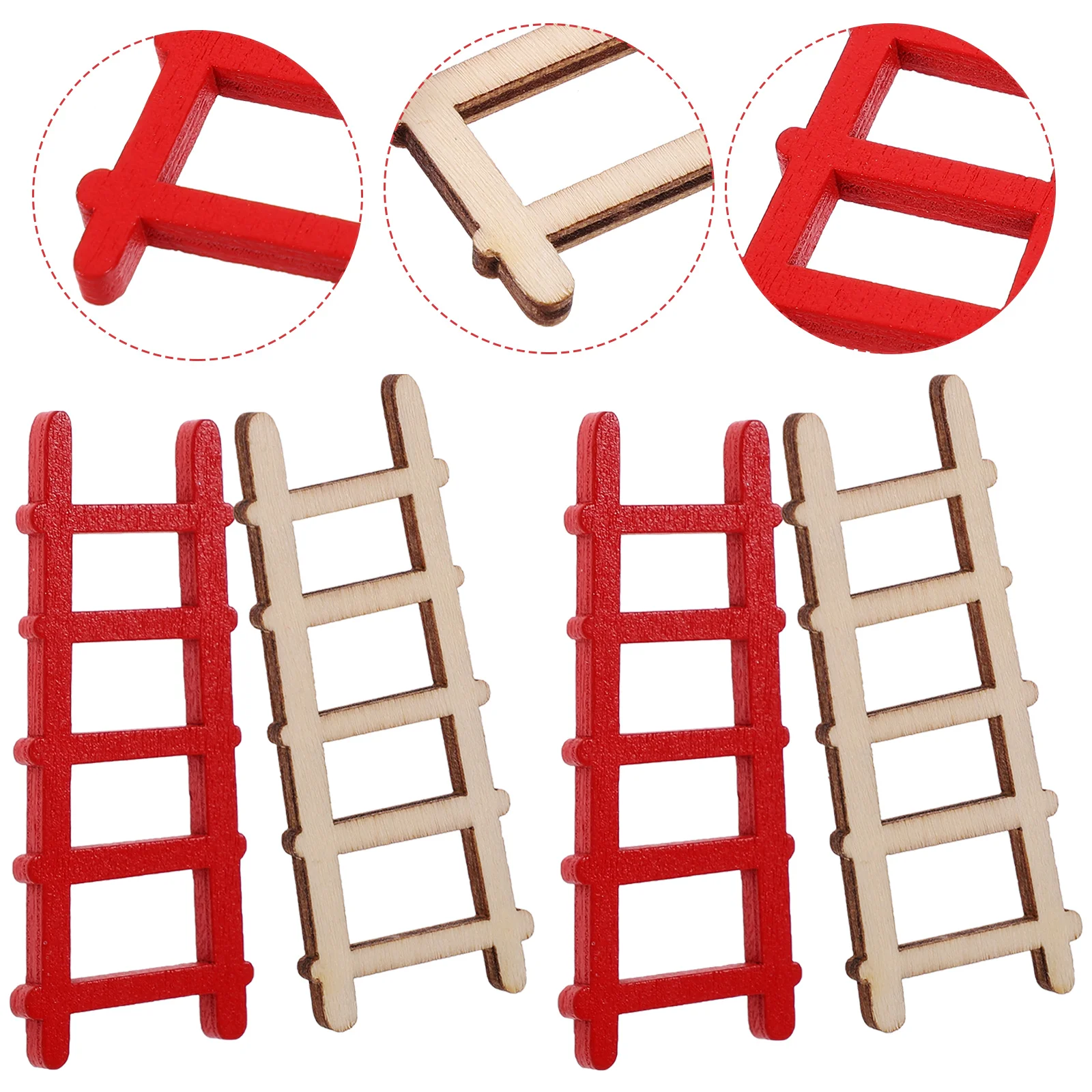 10 Pcs House Small Ladder Garden Potted Plant Ornaments Decor Landscape Miniature Model Wooden Ladders Step