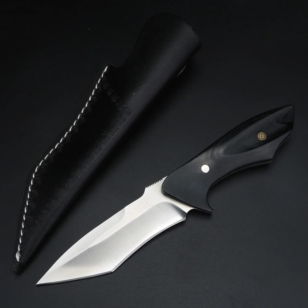 Cuchillo plegable afilado con mango de madera negra, campo de alta dureza, Camping, caza, cuchillo corto, cuchillo táctico de autodefensa, 9CR18Mov