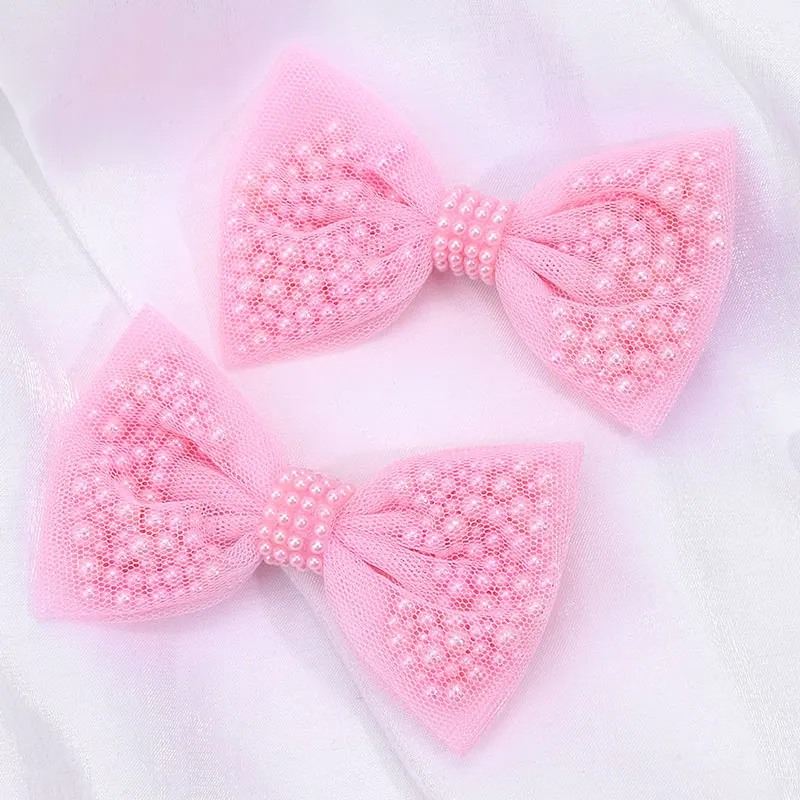 2Pcs Sweet Girl Lace Pearl Bow Hair Clip Kawaii Bowknot Hairpins Barrettes Headwear Kids Hair Styling Tools Boutique Headwear