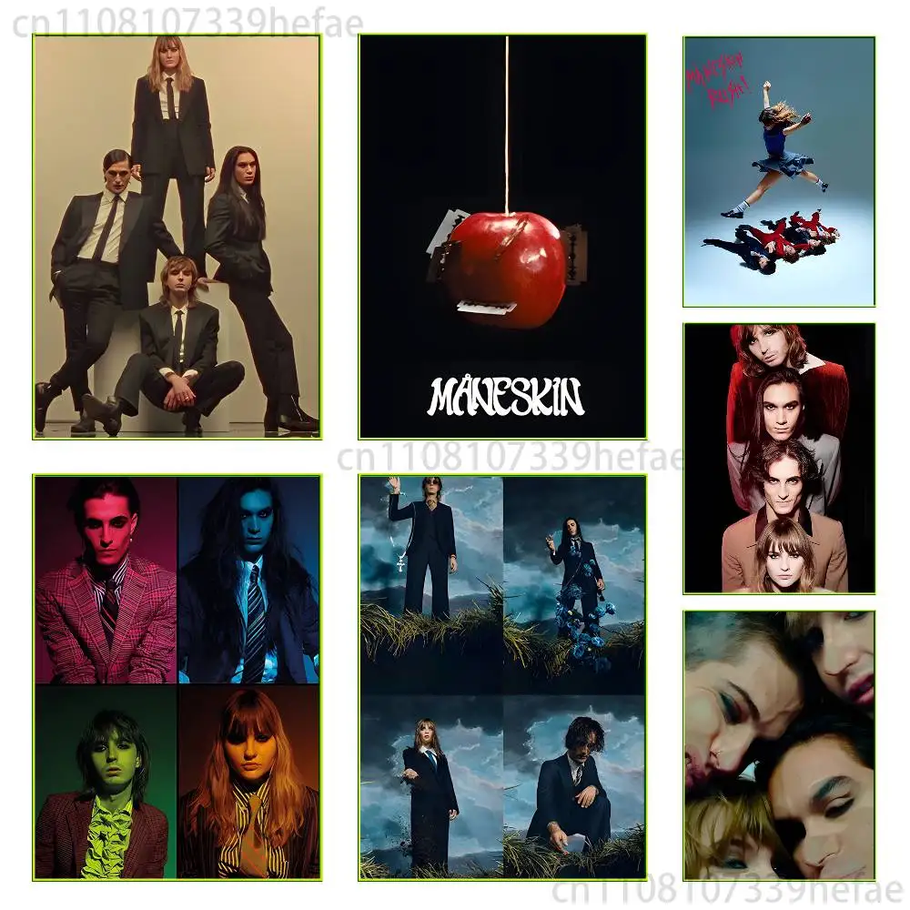 

M-Maneskin-N Poster Self-adhesive Art Waterproof Paper Sticker Coffee House Bar Room Wall Decor