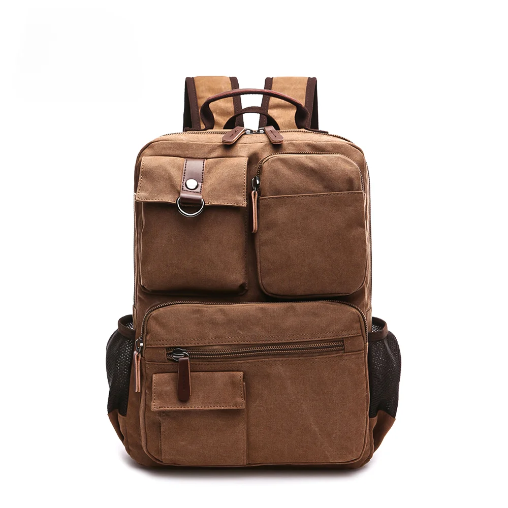 

New Men Canvas Backpack Shoulder Bag Students Leisure Bag Computer Bag School Mochila Teenagers 15inch Laptop Rucksack