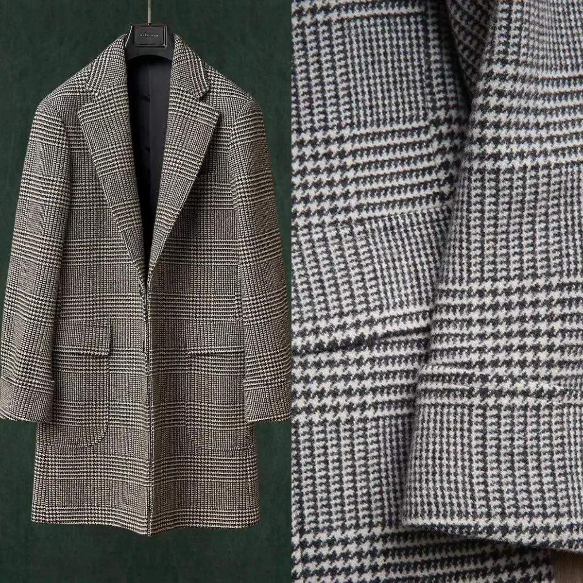 Luxury Plaid Men's Coat Wool Trench Coat Party Prom Groomsman Customized Formal Long Overcoat E26369