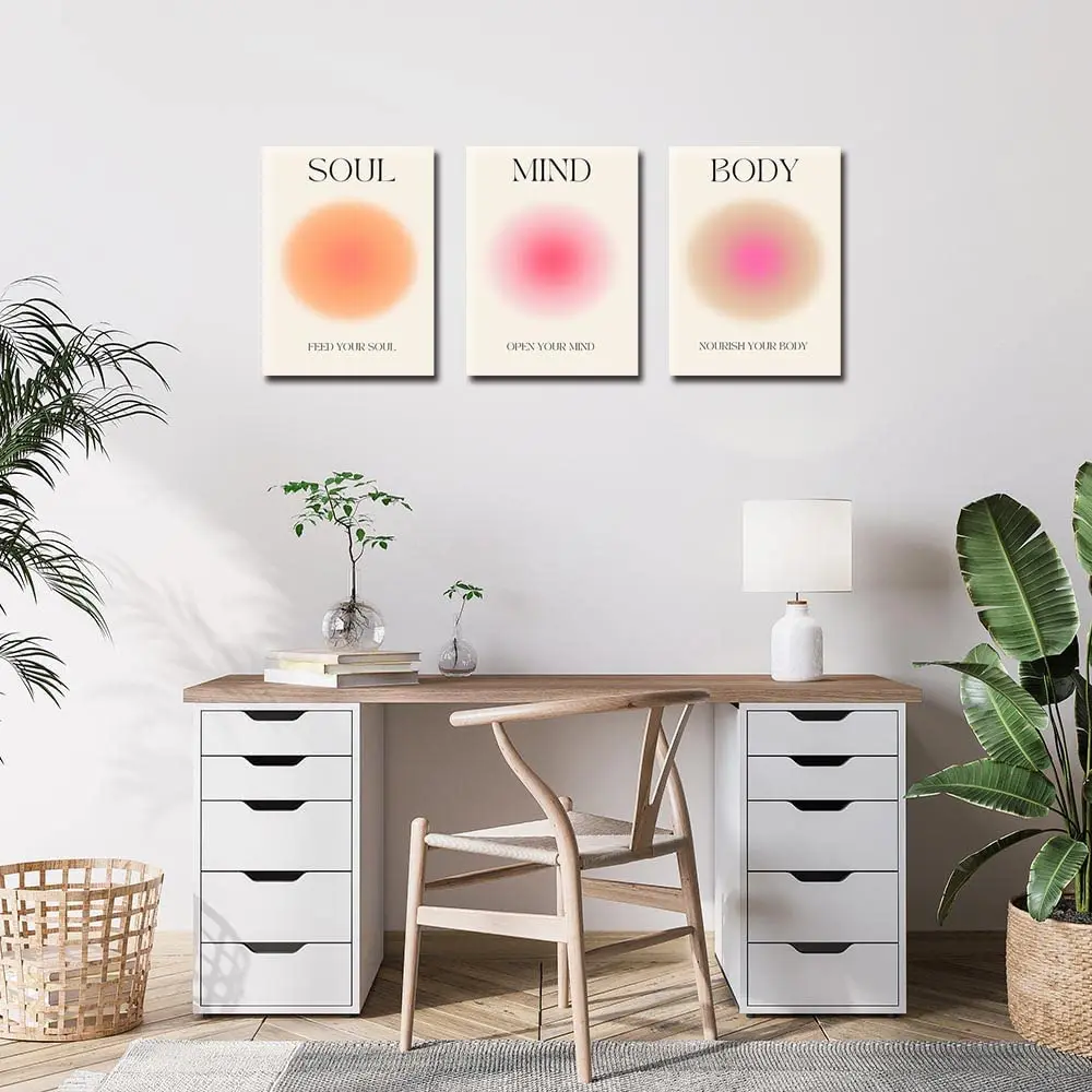 Positive Aura Posters for Room Aesthetic Wall Art Spiritual Soul Body Mind Quote Print Painting Danish Pastel Home Wall Decor