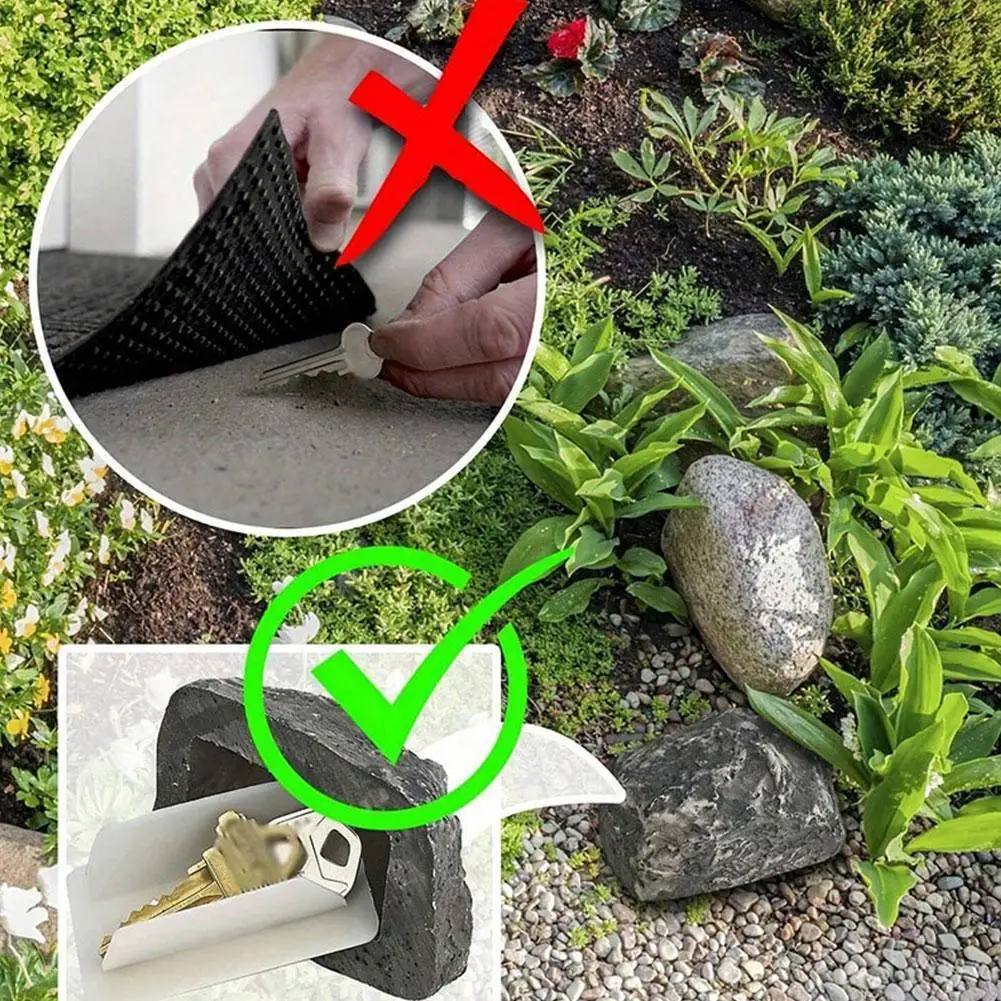 Outdoor Spare Garden Key Box Rock Hidden Hide in Stone Security Safe Storage Hiding Containers Resinous Hidden Key Holder Box