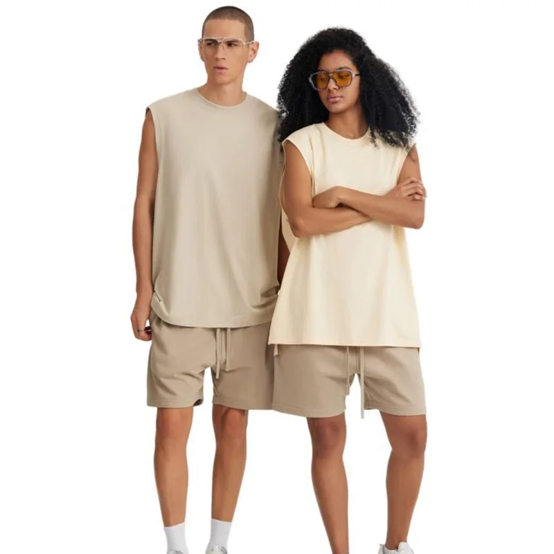 قميص رجالي صيفي بدون أكمام بدون أكمام ، بيج سادة ، بلوزات للركض واللياقة البدنية ، قميص رياضي ، طباعة شاشة ، تي شيرت ، قطن ، جودة عالية ،