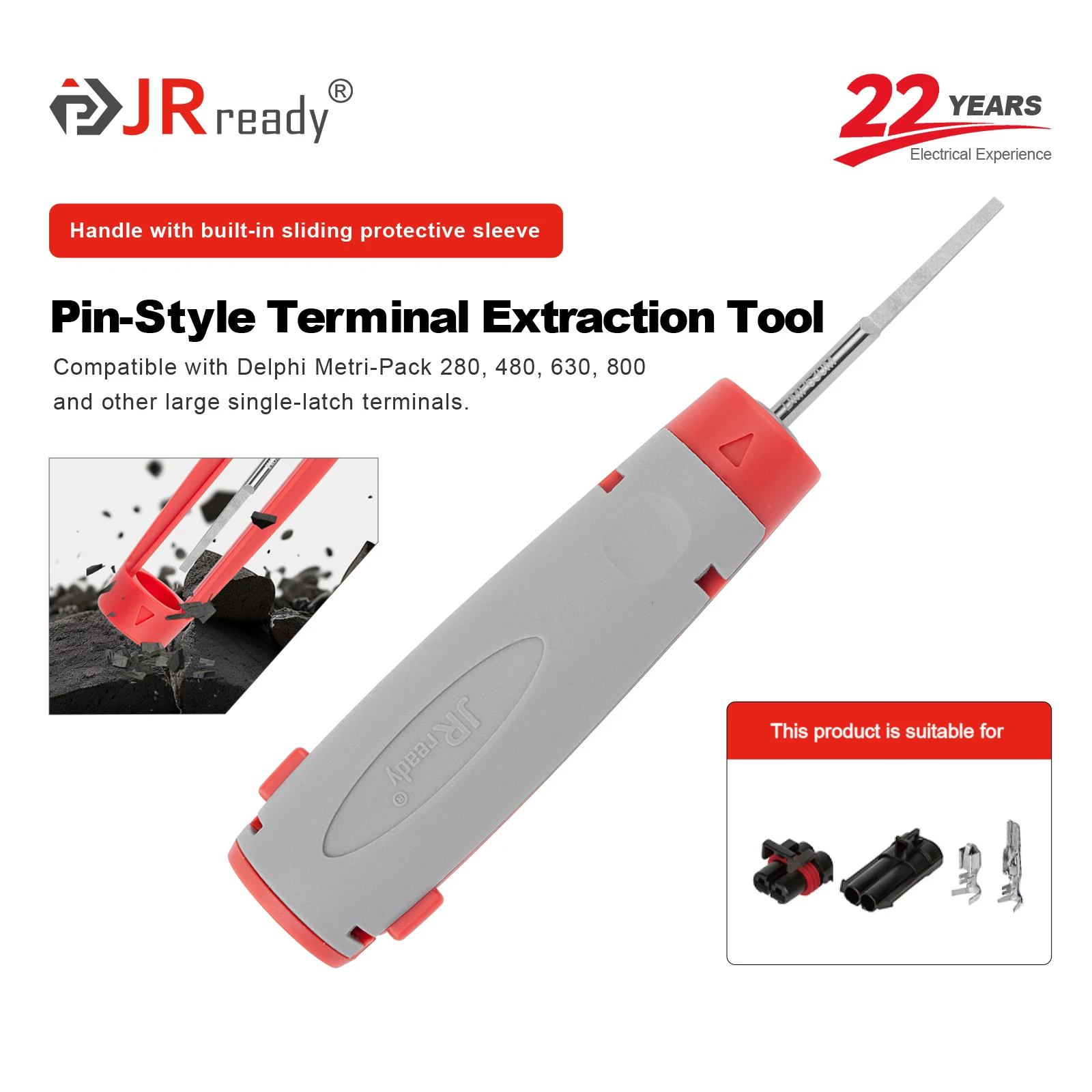 

Инструмент для извлечения контактов JRready JRconDRK-DMP630M для Delphi Metri-Pack 280,480,630,800 и других больших одиночных пружинных клемм
