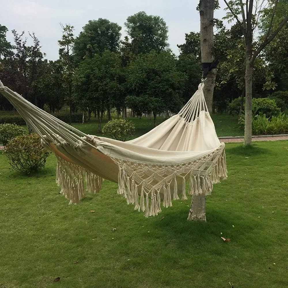 

Handmade Cotton Woven Balcony Hammock Hanging Rope Chair Porch Swing, for Backyard Patio Garden Outdoor and Indoor