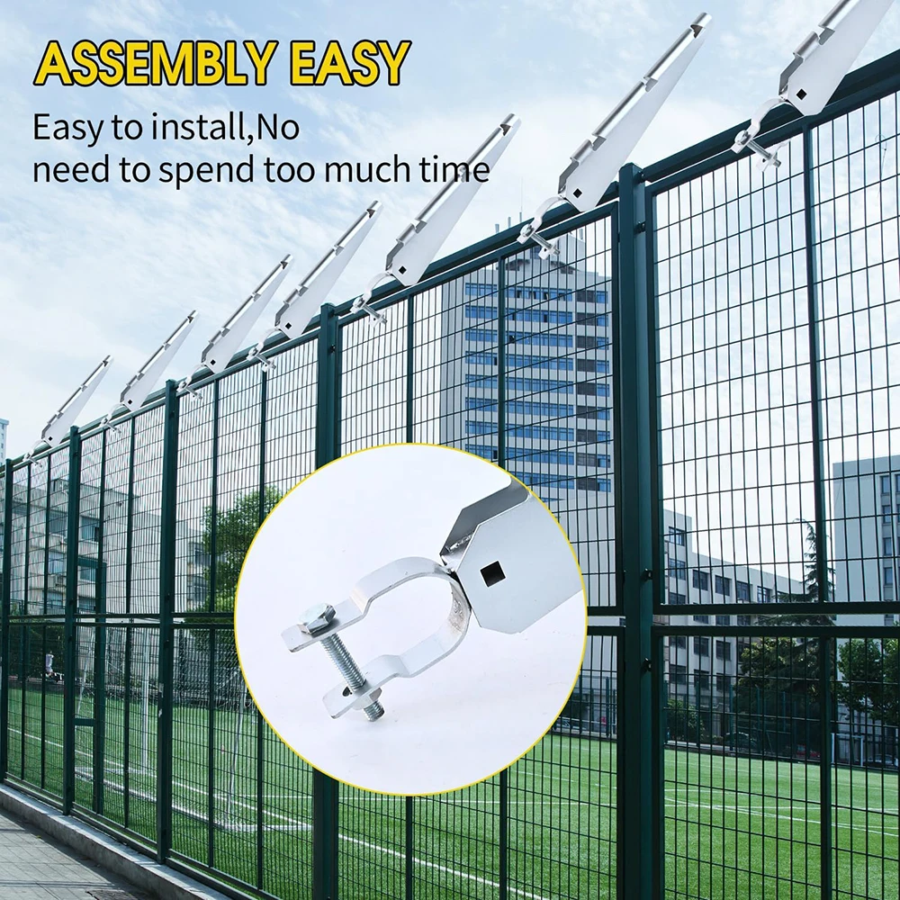 1 Uds. Brazo de alambre de púas, brazo de extensión, alambre de púas para cerca de acero galvanizado sumergido en caliente de 4,45 cm, todos los pernos que incluyen hebilla de malla de riel superior