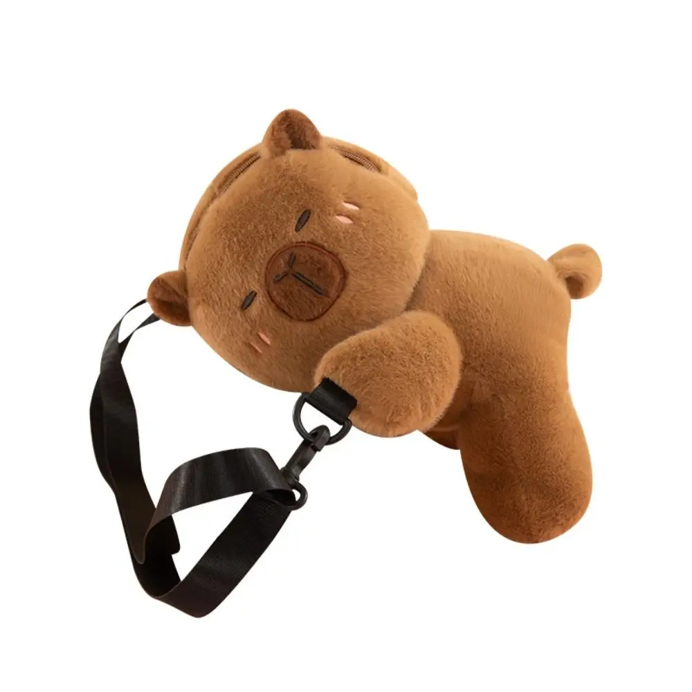 Animal dos desenhos animados capivara bolsa de pelúcia grande capacidade moda capivara crossbody saco recheado bonito capivara pelúcia mochilac