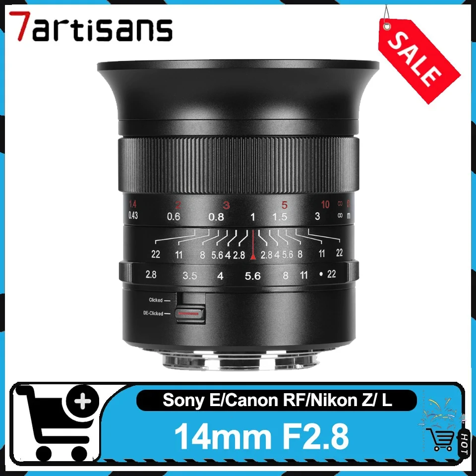7artisans 14mm F2.8 Full Frame Portrait Lanscape Lens for Sony A6400 Canon R11 Nikon ZFC Leica L