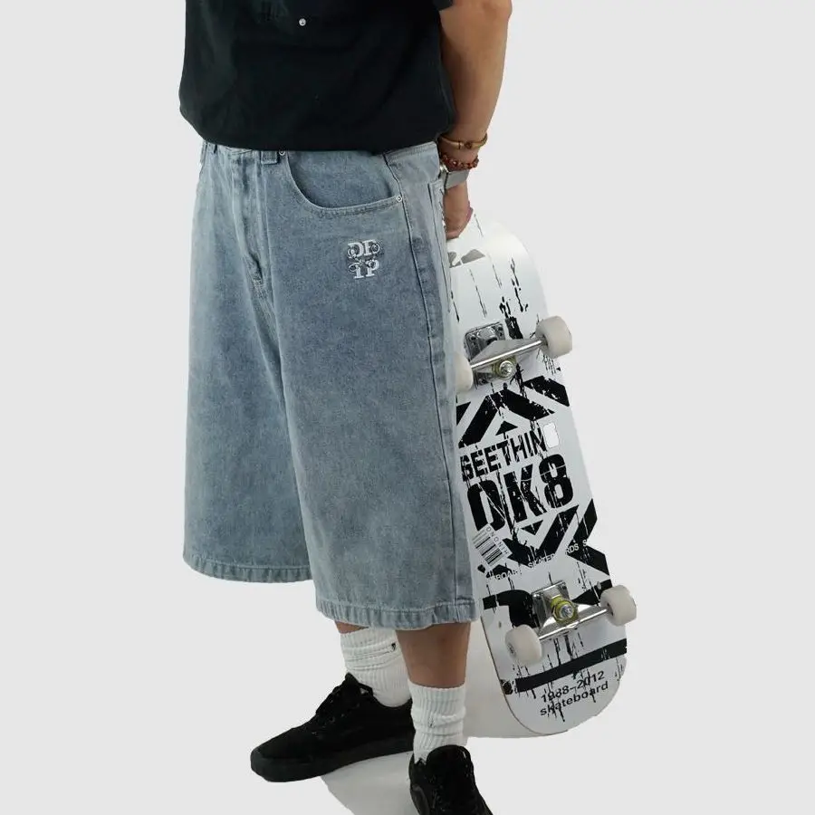 

Европейские и американские прямые повседневные летние шорты для скейтбординга, трендовые универсальные наручники с вышивкой, джинсы Seven Quarter