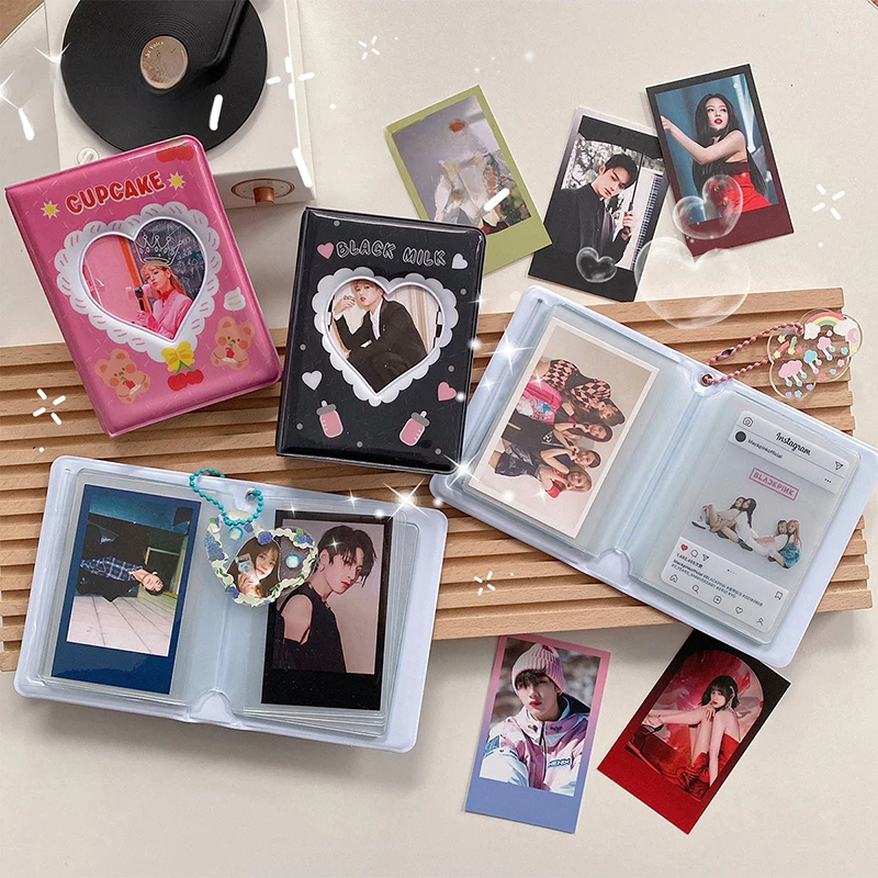40 bolso 3 Polegada coração oco álbum dos desenhos animados álbum ídolo cartão de foto pacote livro coleção kpop moldura da foto caso titular do cartão