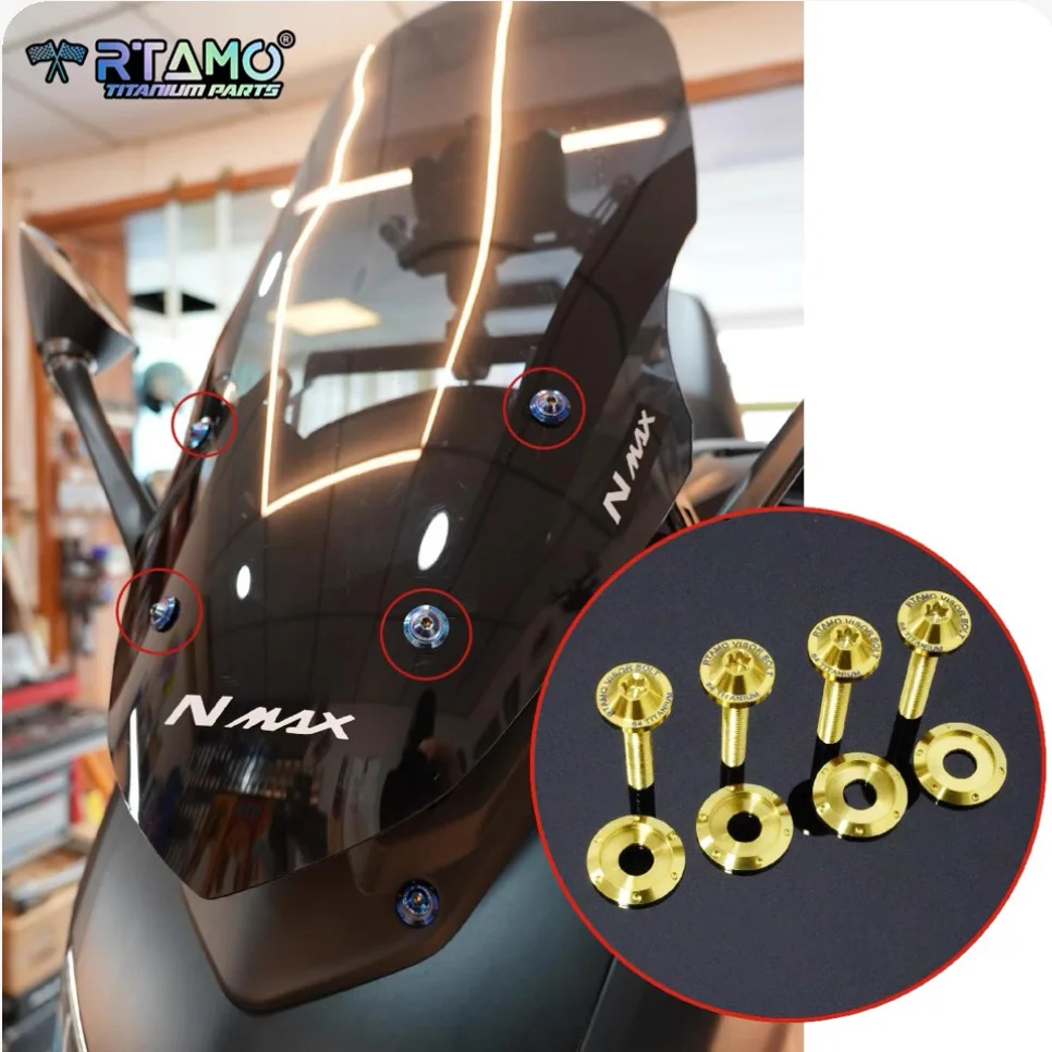 RTAMO Titanium Bolts Visor Bolt Brake Fluid Handbar Cover Front Caliper Bolt ABS Line Holder for Yamaha Nmax155