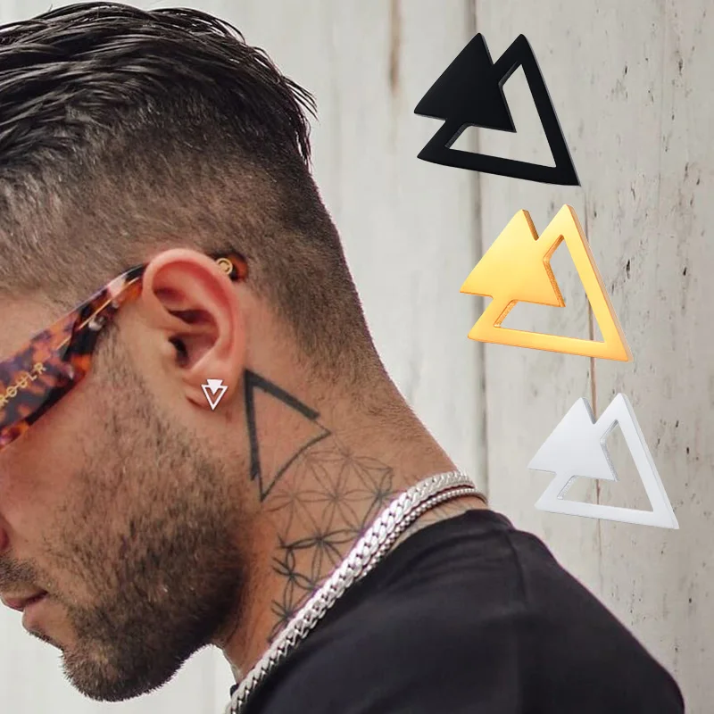 

Stud Earring Men,Stainless Steel Double Triangle Arrow Arrowhead Geometric Minimalist Stud Earrings,Simple and Elegant Jewellery
