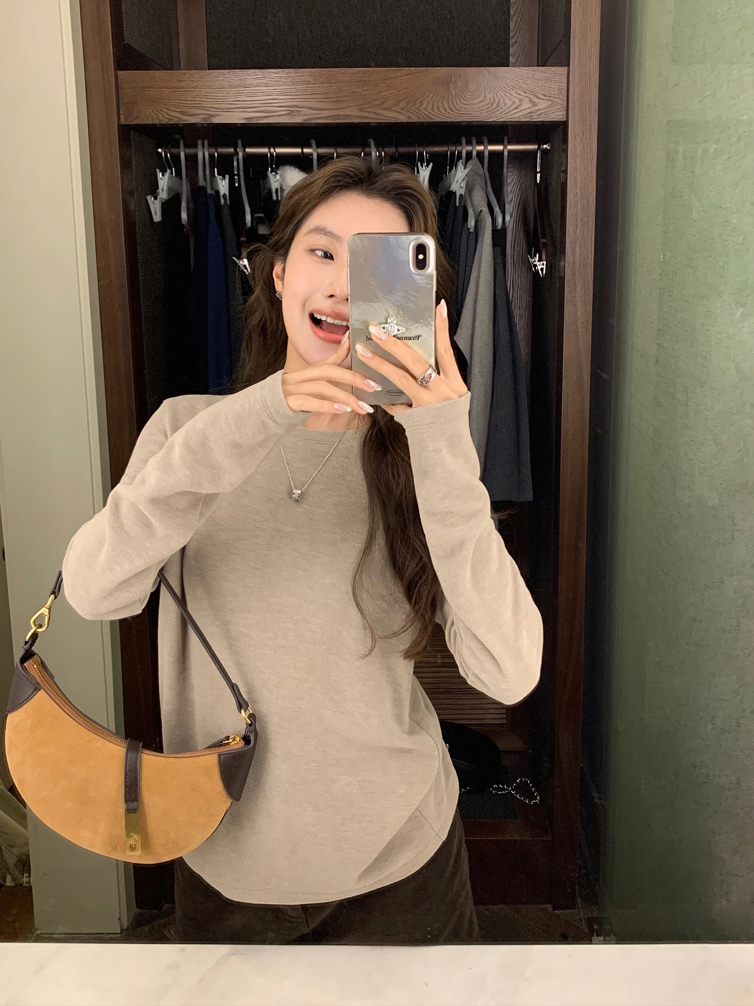 

Mulvan Commuter Versatile Simple round Ne Knitted Sweater Women Soft Skin Comfortable Long Sve Base Top Casual Loose Fit