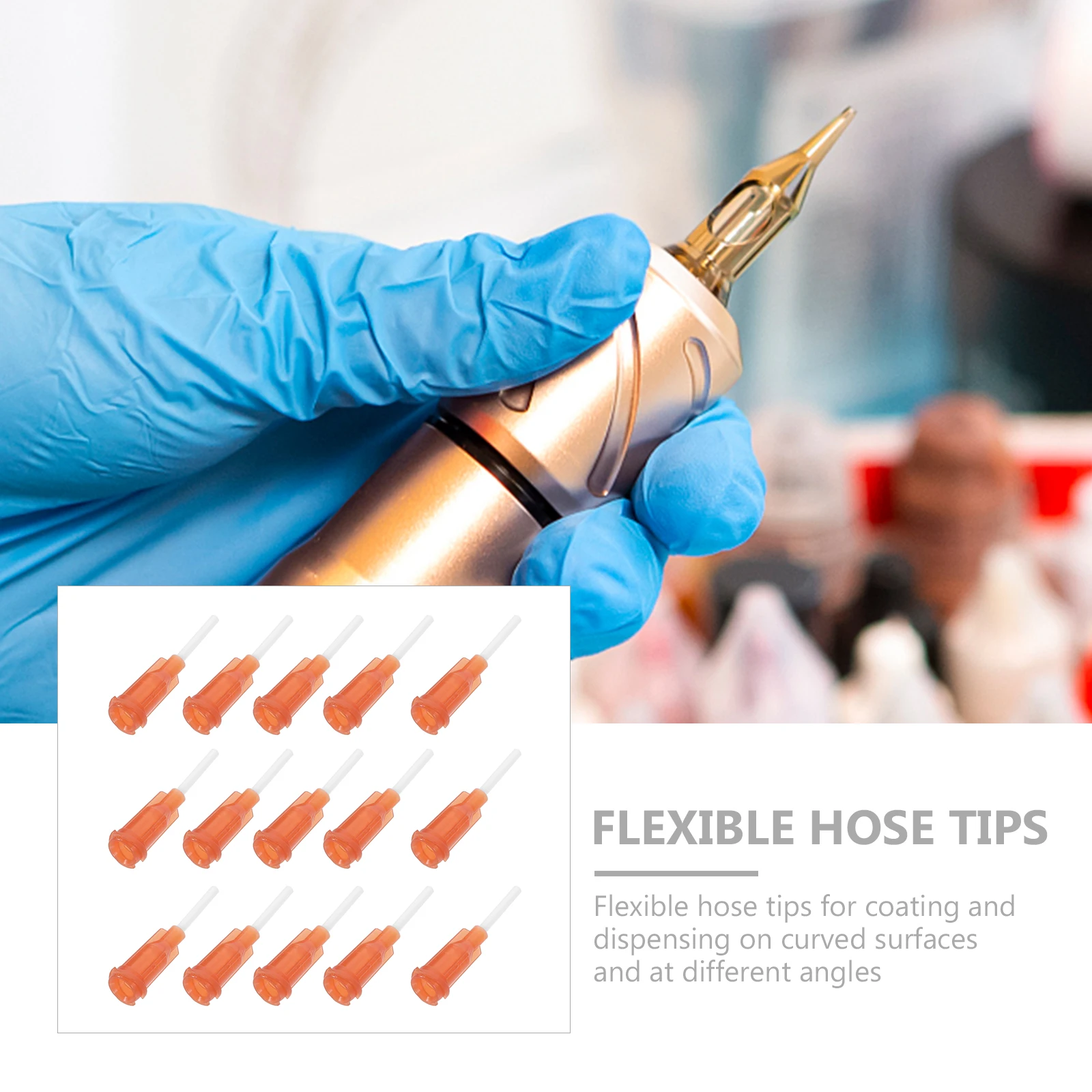 

50pcs Dispensing Needles Reusable PP Amber Syringe Tips for Glue Industrial 15G Flexible Hose Adhesive Application