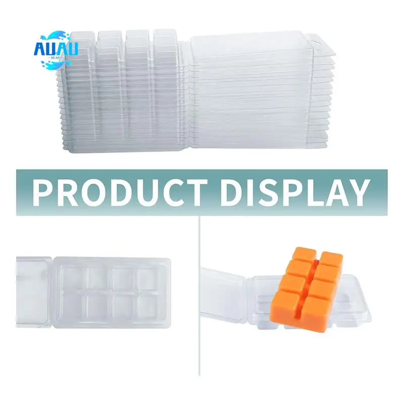 

AUAU-Wax Melt Containers-8 Cavity Clear Empty Plastic Wax Melt Molds-25 Packs Clamshells For Tarts Wax Melts.