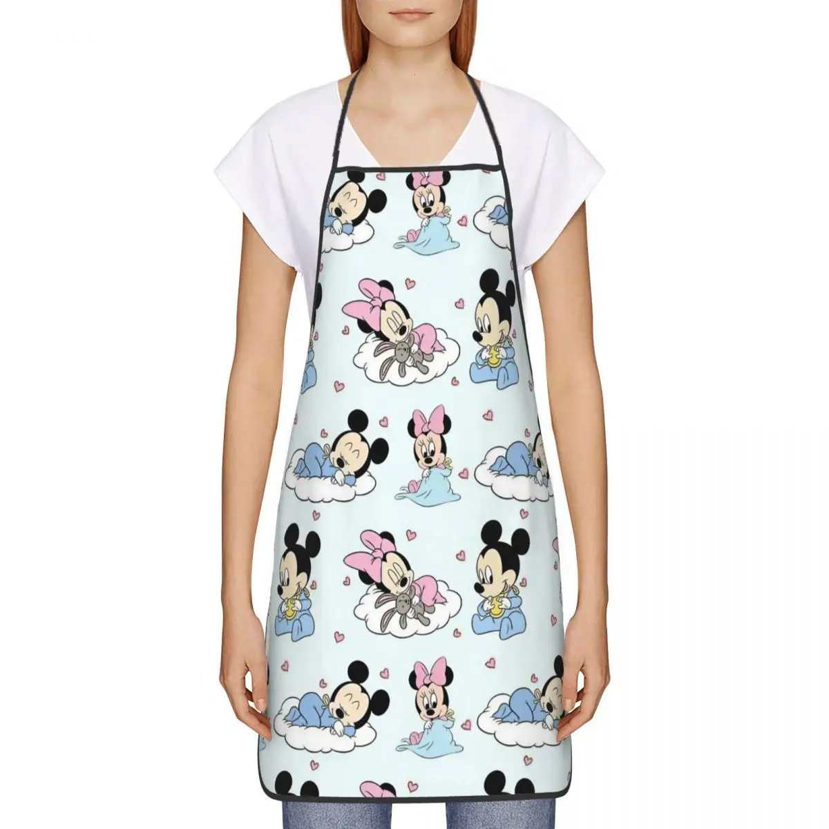 Mickey Mouse Cute Cartoon Polyester Apron 52*72cm Kitchen Grill Bib Tablier Hotel Pinafore for Manicurist