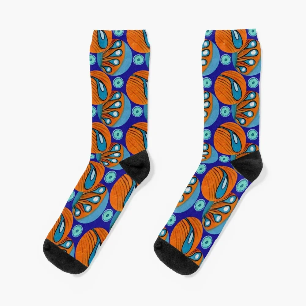 

african fabrics pattern 2 blue Socks Stockings man designer essential Girl'S Socks Men's