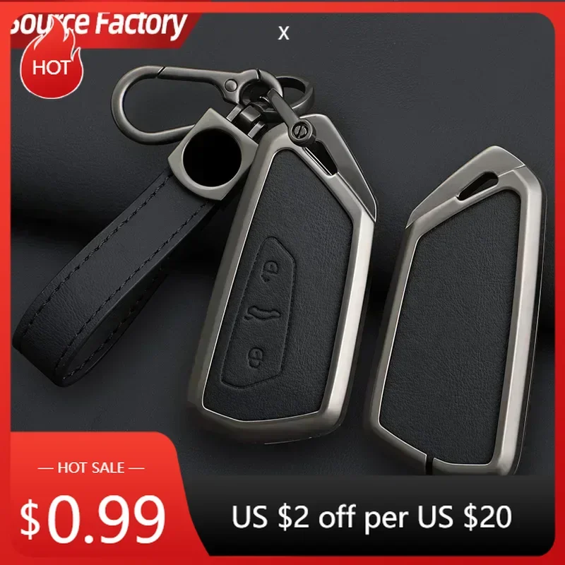 

Автомобильные наклейки из цинкового сплава, кожаный чехол для ключей от автомобиля, чехол для VW Volkswagen Golf 8 2020 Skoda Octavia A8 MK8 2022 2021 SEAT