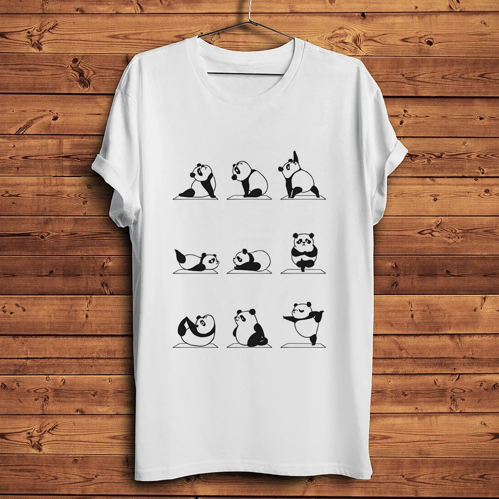 

Yoga Panda Weightlifting Funny T Shirt,White Casual Short Sleeve Tshirt,Unisex Streetwear Tee,Breathable Sublimation Print