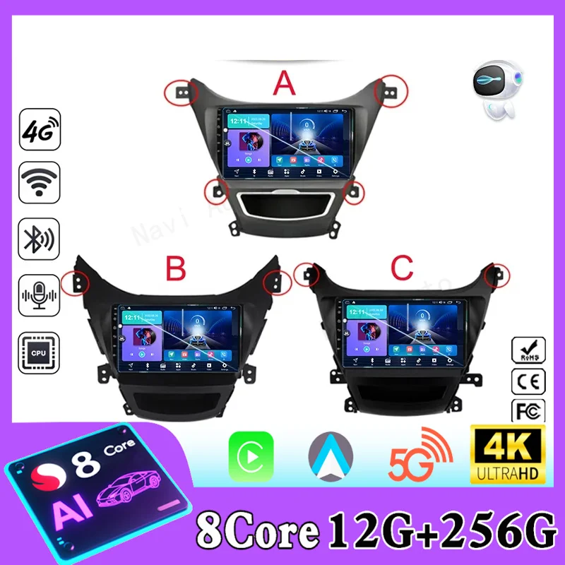 Carplay For Hyundai Elantra Avante I35 2011-2016 Auto Multimedia Android GPS Car Radio 2din GPS Navigation Monitor Video Stereo