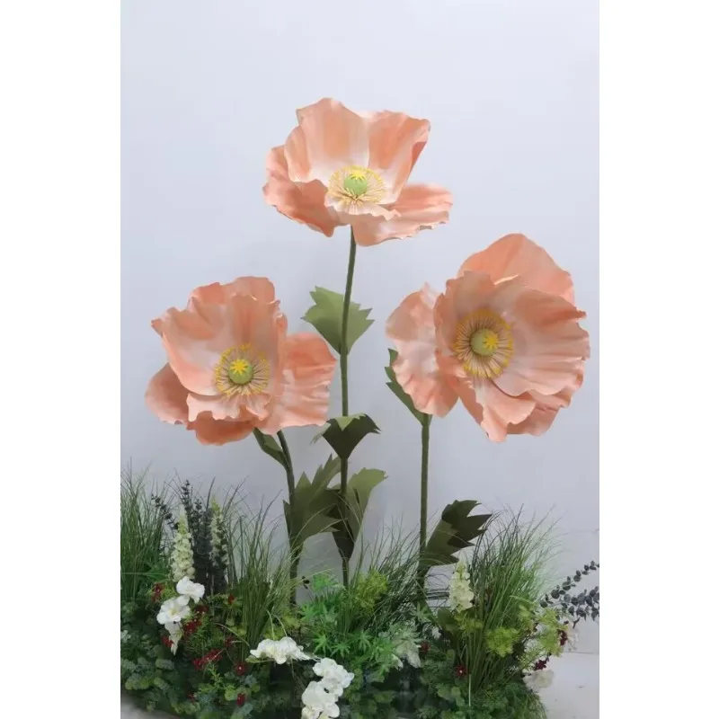 

Large Poppy Foam Flower Paper Art Road Bouquet Outdoor Wedding Home Garden Photo Artificial Flower Display Handmade Decorations