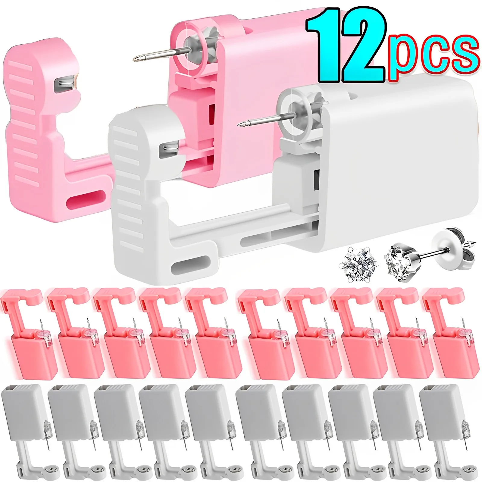 安全イヤリング,ピアスツール,12個の消毒ドリルのセット