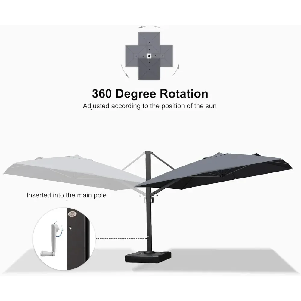 Sunshade Umbrella, Outdoor Umbrella Offset 360-degree Rotation, Patio Cantilever Umbrella, 12 FT Patio Shade Umbrella