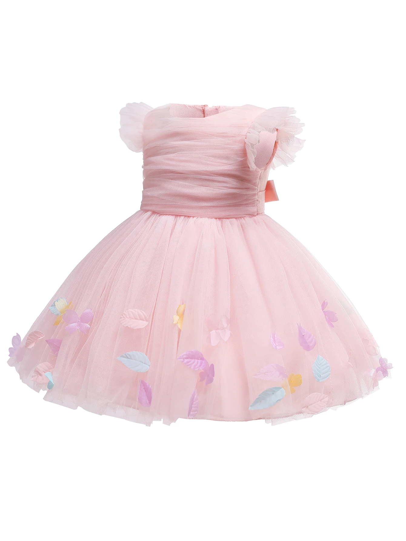 Baby Girls Baptism Christening Infant Pageant Dress Pink Bridesmaid Dress Kids Birthday Clothes