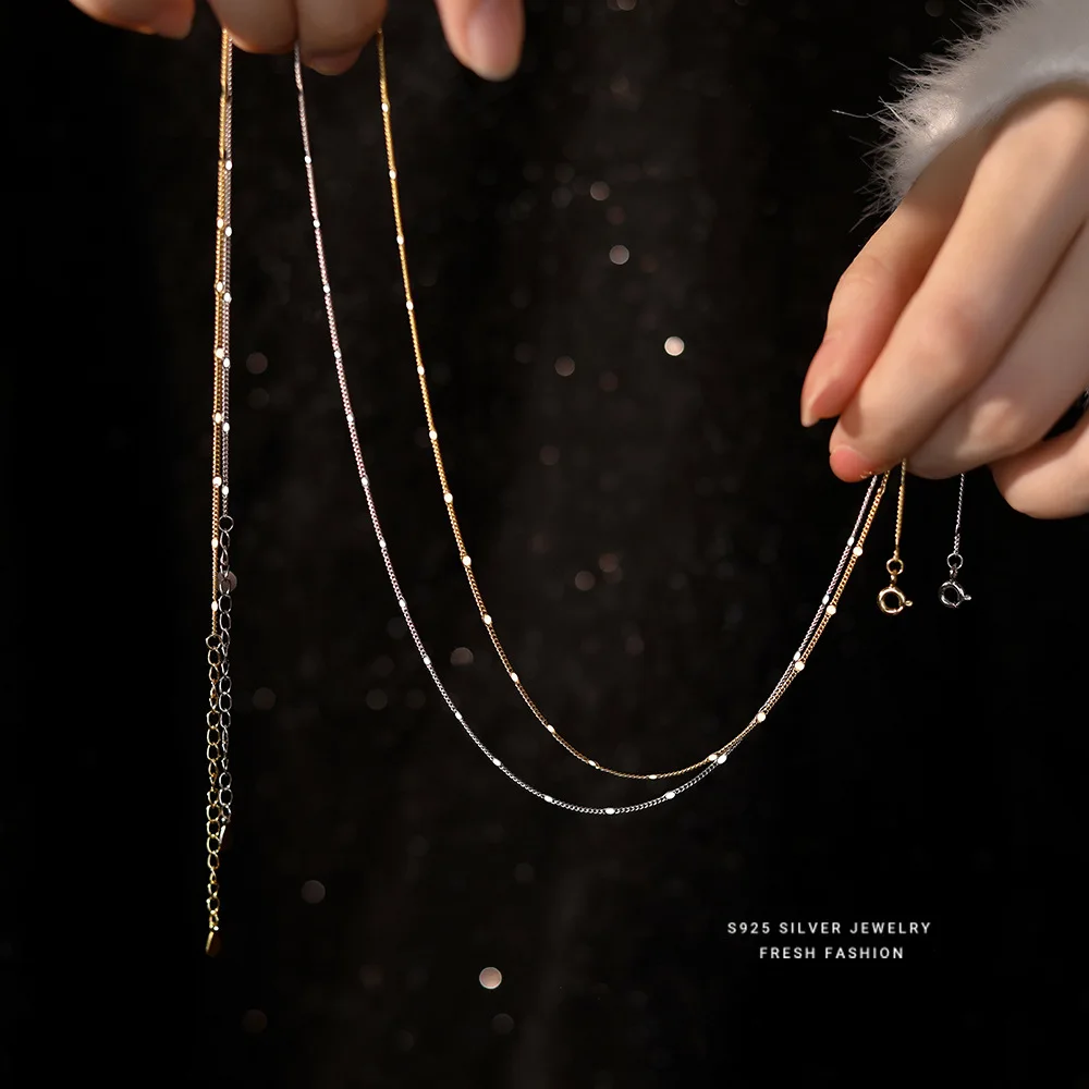 925 srebrny proste podkreślające Temperament łańcuszek łańcuszek obojczykowy dla kobiet prezent urodzinowy modne ładne biżuteria