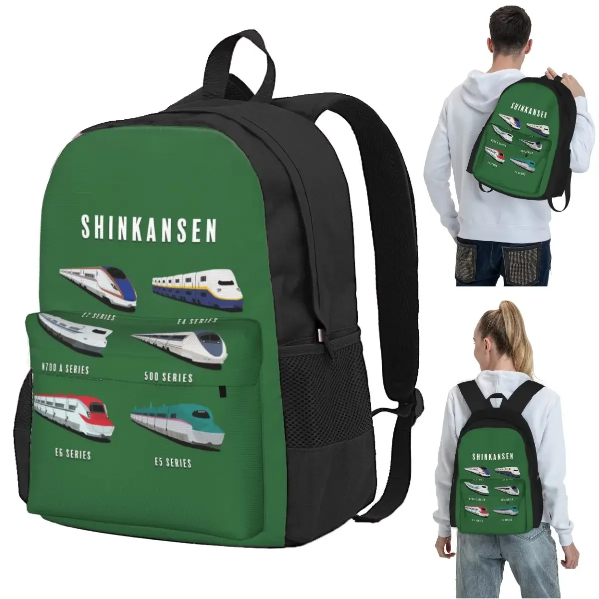 Japanese Shinkansen Bullet Trains Artwork Backpack Student BookBag Children School Bag Laptop Shoulder Bags for Boys Girls