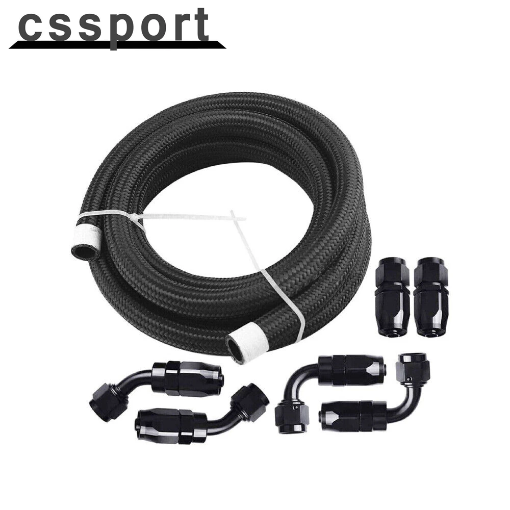 

20FT Nylon Braided Fuel Line 6AN Oil/Gas/Fuel Hose End Fittings Kit US