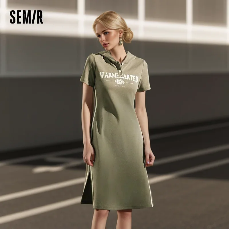 Semir Jumpsuit For Women Letter Print And Color-Blocked Sports Style New In 2024 Summer Slim Fit Hooded Mid-Length Dress