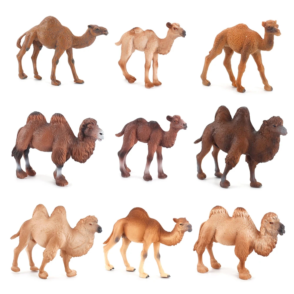 Miniature Camel Bactrian Dromedary Animal Figurines Model Toy Action Figure Kids Birthday Gift Desert Journey Tabletop Display