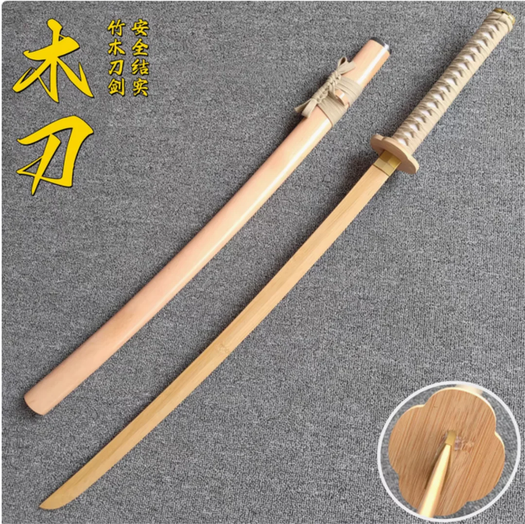 

High Quality Japanese Samurai Katana Sword Log Bamboo/Plastic/Resin Blade Fit Exercise Training Cosplay Weapon Props Unsharp