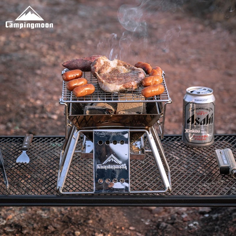 

CAMPINGMOON X-MINI мини утолщенная печь для барбекю из нержавеющей стали, уличная походная стойка для барбекю, маленькая печь для барбекю