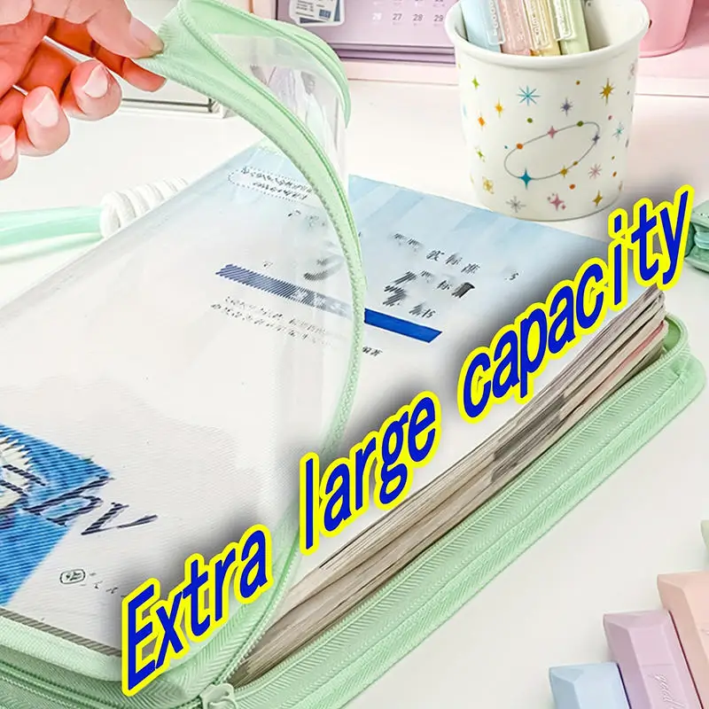 1/4 قطعة حقيبة ملفات سستة المحمولة طالب حقيبة أدوات مكتبية منظم سعة كبيرة سستة حقيبة التخزين أكياس الملفات مع مقبض مكتب