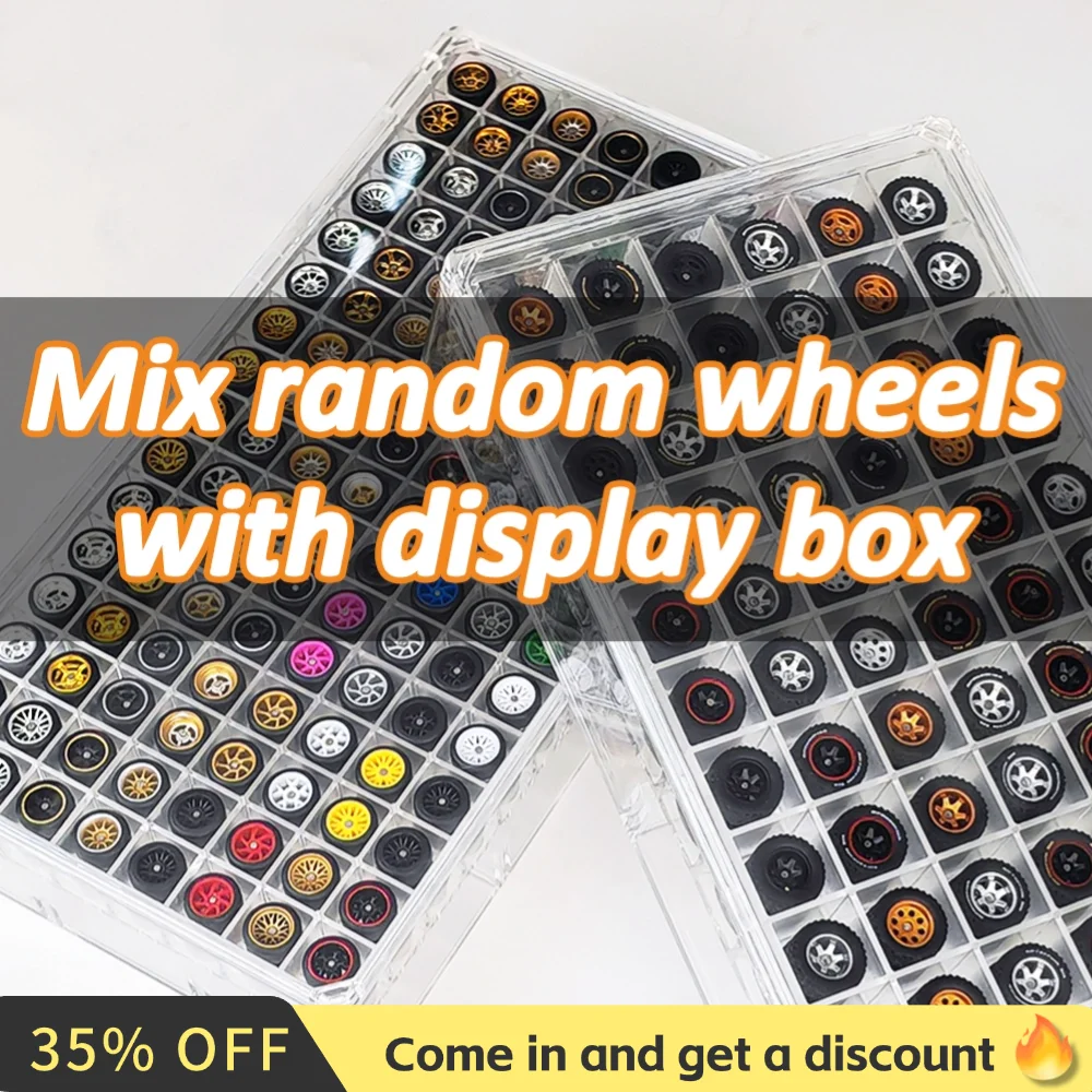 

1/64 Model Car Random Wheels and Hub storage box with Rubber Tire Hobby Modified Parts Wholesale Wheels and Presentation Box