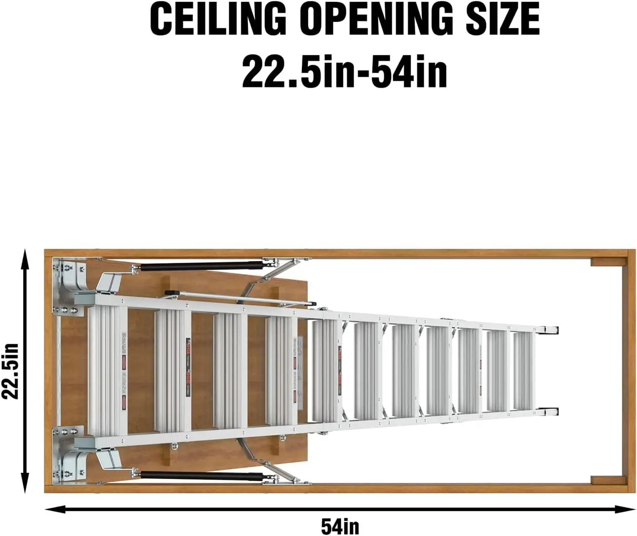 Tangga loteng tarik ke bawah loteng tangga lipat ditarik Manual rumah tangga angkat, untuk 7'8 "-10'3" tinggi langit-langit, 22 1/2"