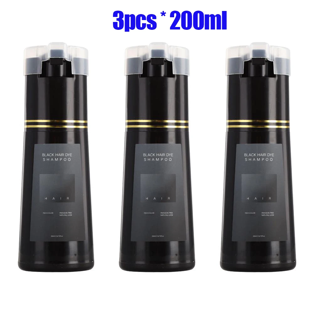 

3PCS*200ml Natural Fast Coloring Argan Oil For Hair Black Argan Speedy Hair Color Shampoo for Gray Hair Dye Shampoo