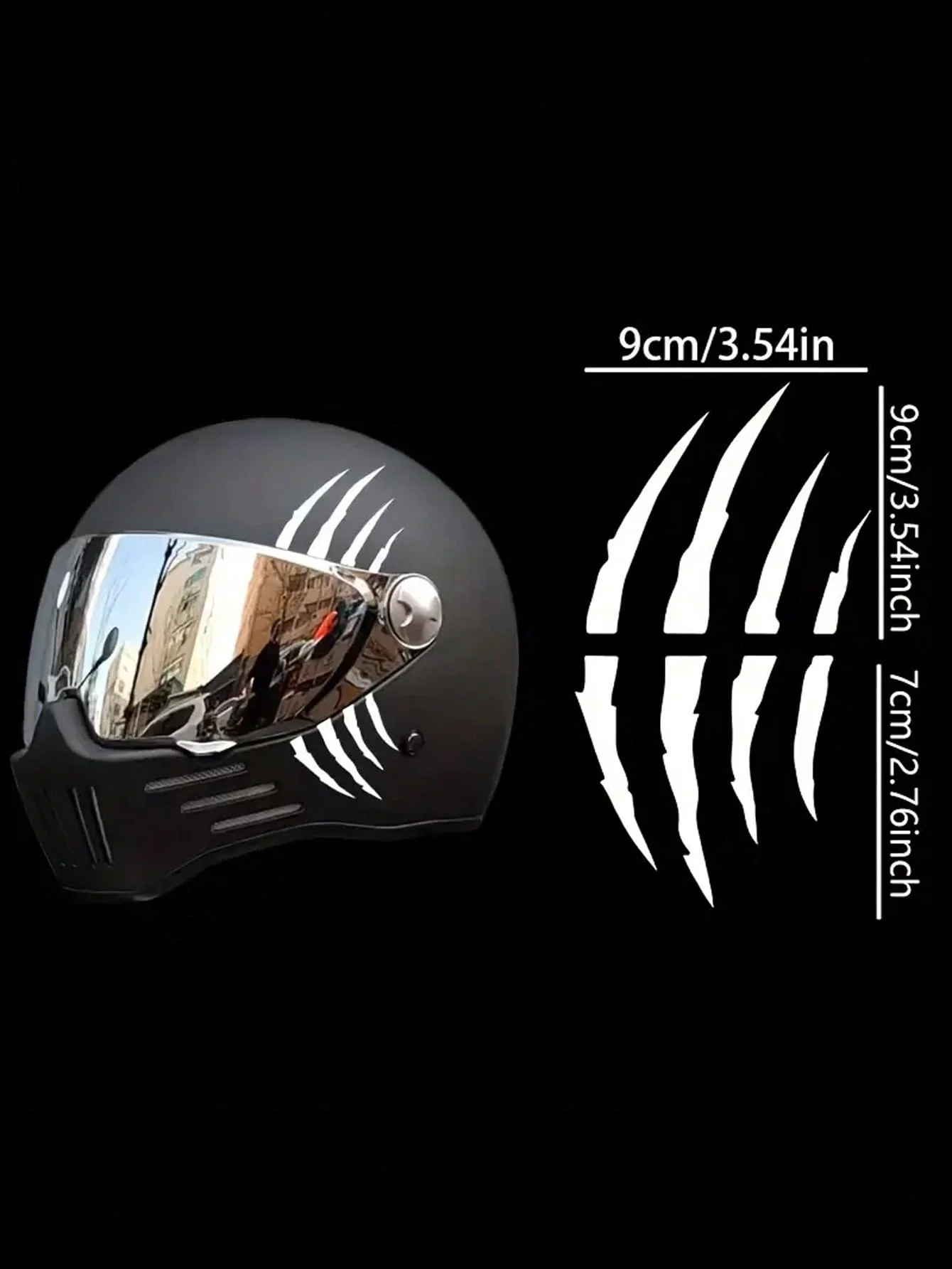 قطعة واحدة من رقعة الفينيل العاكسة للخدش على شكل مخلب مونستر - لون نيون، بولي كلوريد الفينيل المقاوم للماء، متينة لخوذة الدراجة النارية، السيارة، الدراجة، S #6