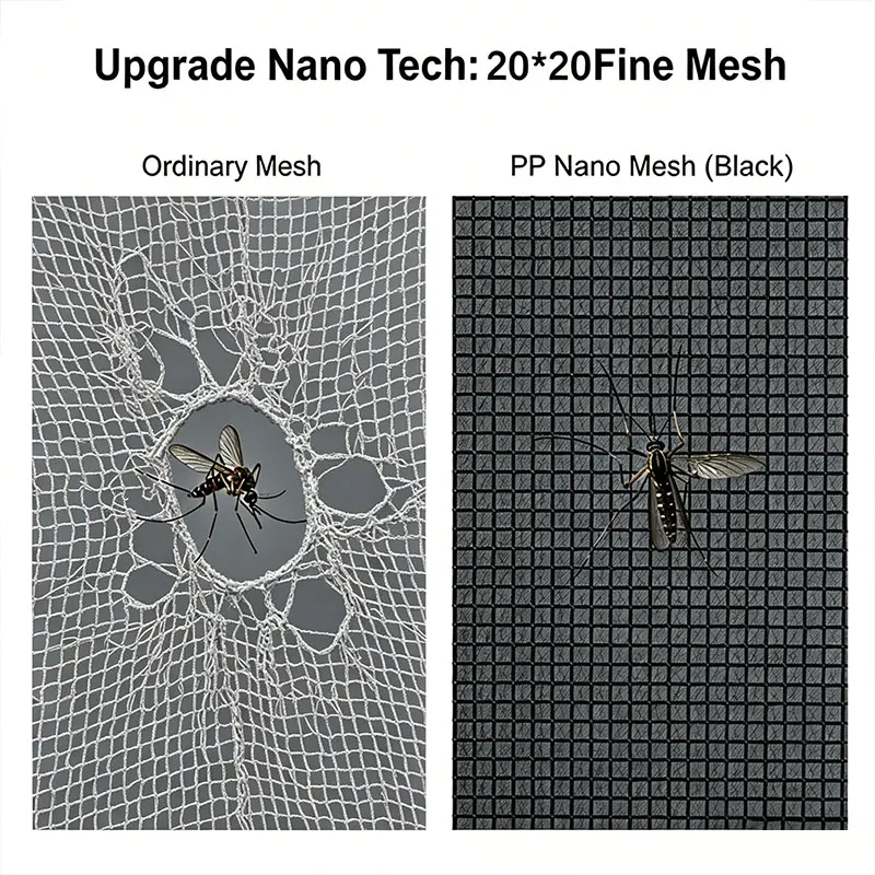 Black Self-Adhesive PP Nano Window Screen, Punch-Free Mosquito Net, Anti Insect Breathable Mesh, Pet Resistant Gauze