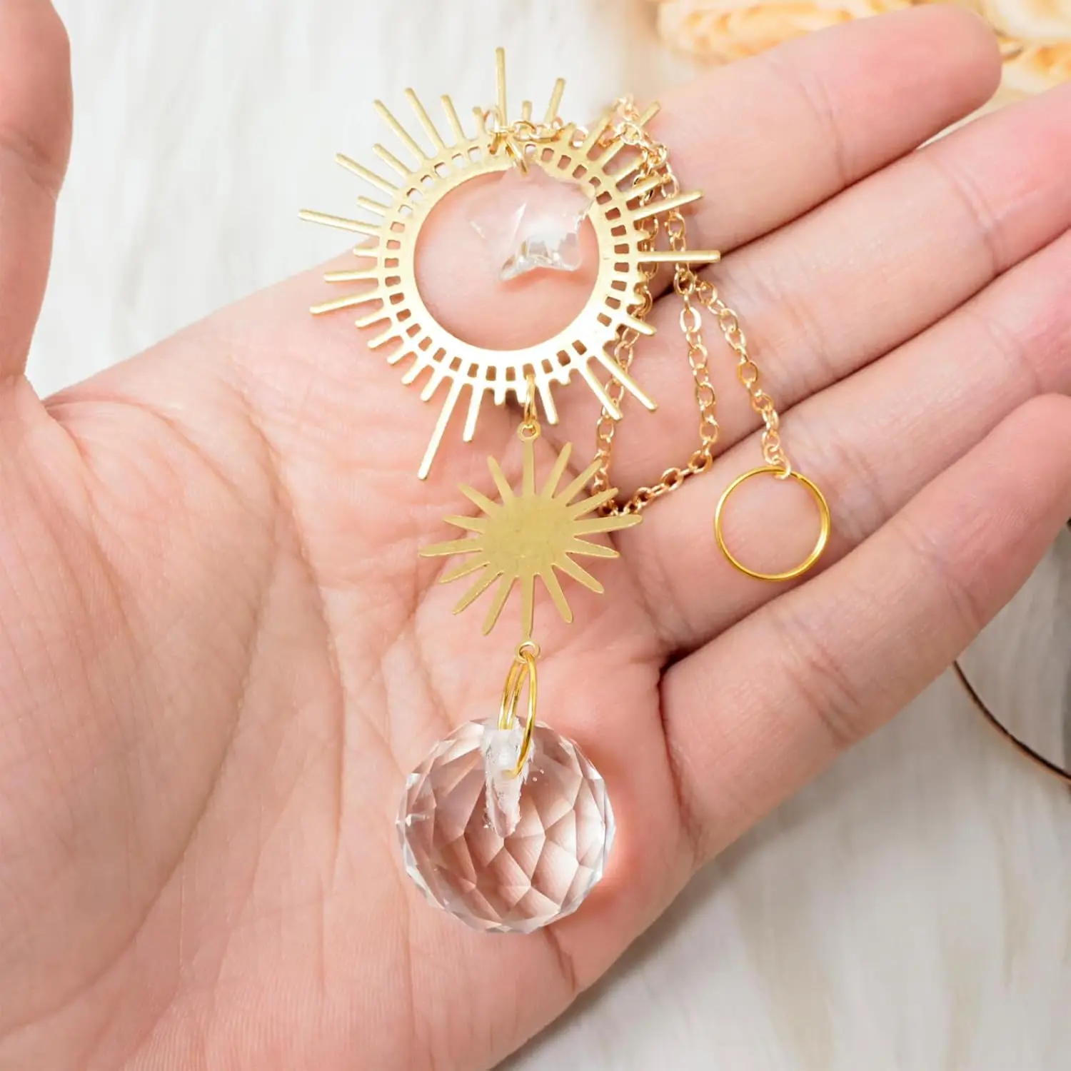 1PC Crystal Suncatcher Hanging  Prism Ball Pendant Dream Catcher Stones Rainbow Maker For Window Car Inerior Decoration ﻿