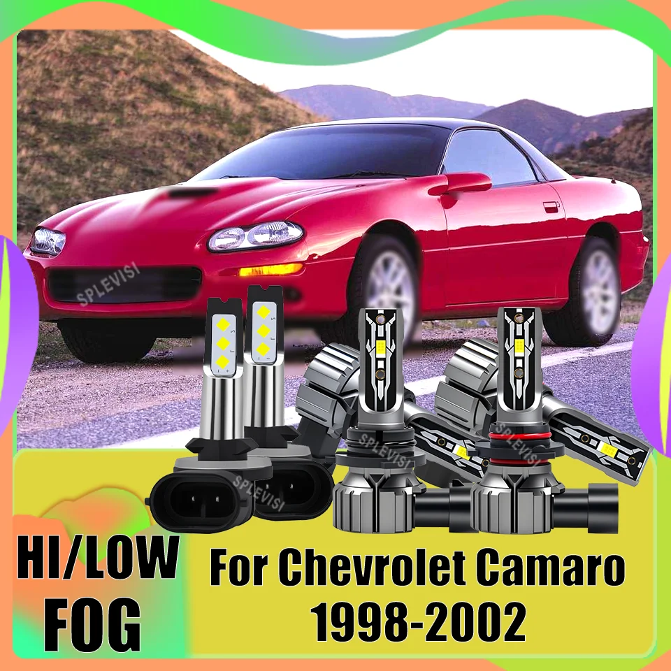 

All-Weather LED Headlight High Low Beam Foglamp Package 12v 24v Fanless Design For Chevrolet Camaro 1998 1999 2000 2001 2002