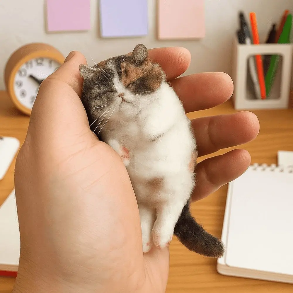

Non-Finished Cat Wool Needle Felting Kit Beginner Friendly DIY Wool Felt Cat Material Bag Handmade Plush