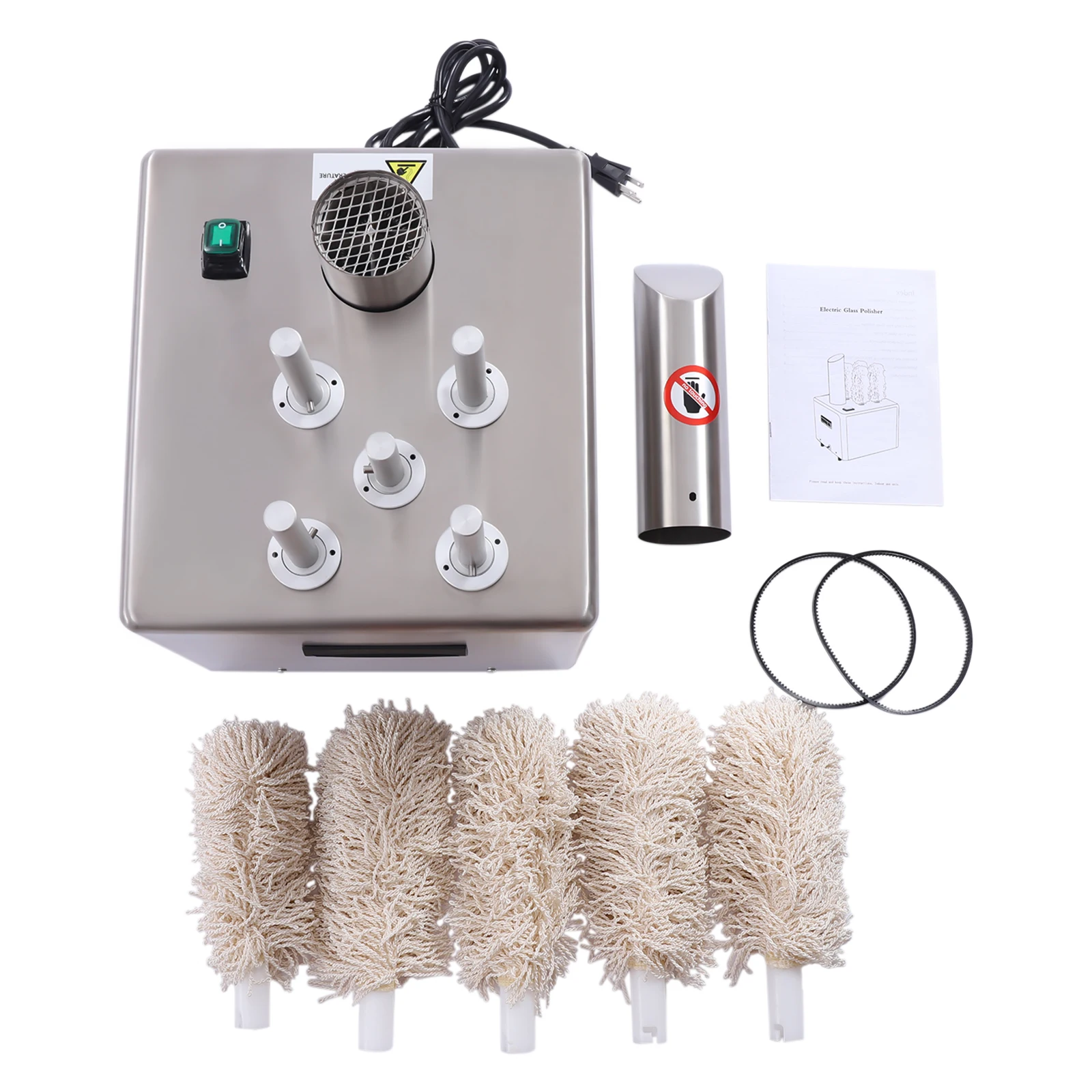 Electric Winery Wine Glass Polishing Machine 5 Polishing Cloth Washers Commercial Polisher Stainless-Steel Glassware For Bar